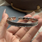 100% Solid 925 Sterling Silver Metal Bracelet for Women Men Vintage Black Stone Letters Handmade Simple Birthday Gift
