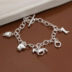Horse Charm Bracelet 925 Sterling Silver Women High Quality Valentine Gift