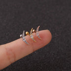 1PC Rose Curved CZ Cartilage Ear Stud 10g Stainless Steel Helix Rook
