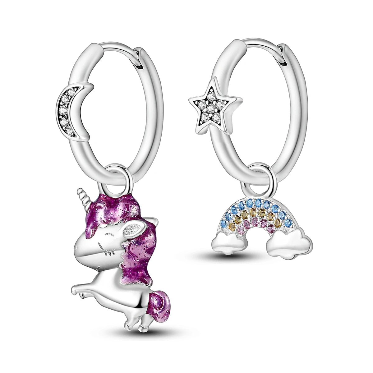 925 Sterling Silver Asymmetric Key Lock Drop Earrings Trendy Jewellery Gift