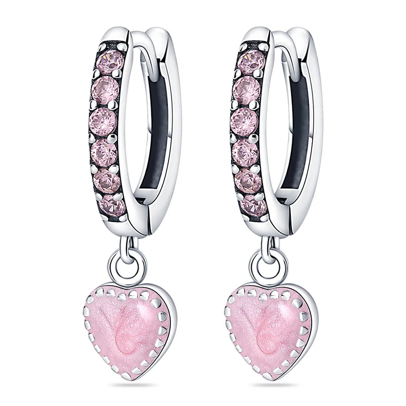 925 Sterling Silver Pink Sweet Bow Drop Earrings Trendy Anniversary Jewellery
