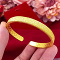Solid18k Gold Bangles for Women Pulseras Mujer Elegant Never Fade Gold Ladies Bracelets Fashion Bracelet Luxe Fine Jewelry Gift