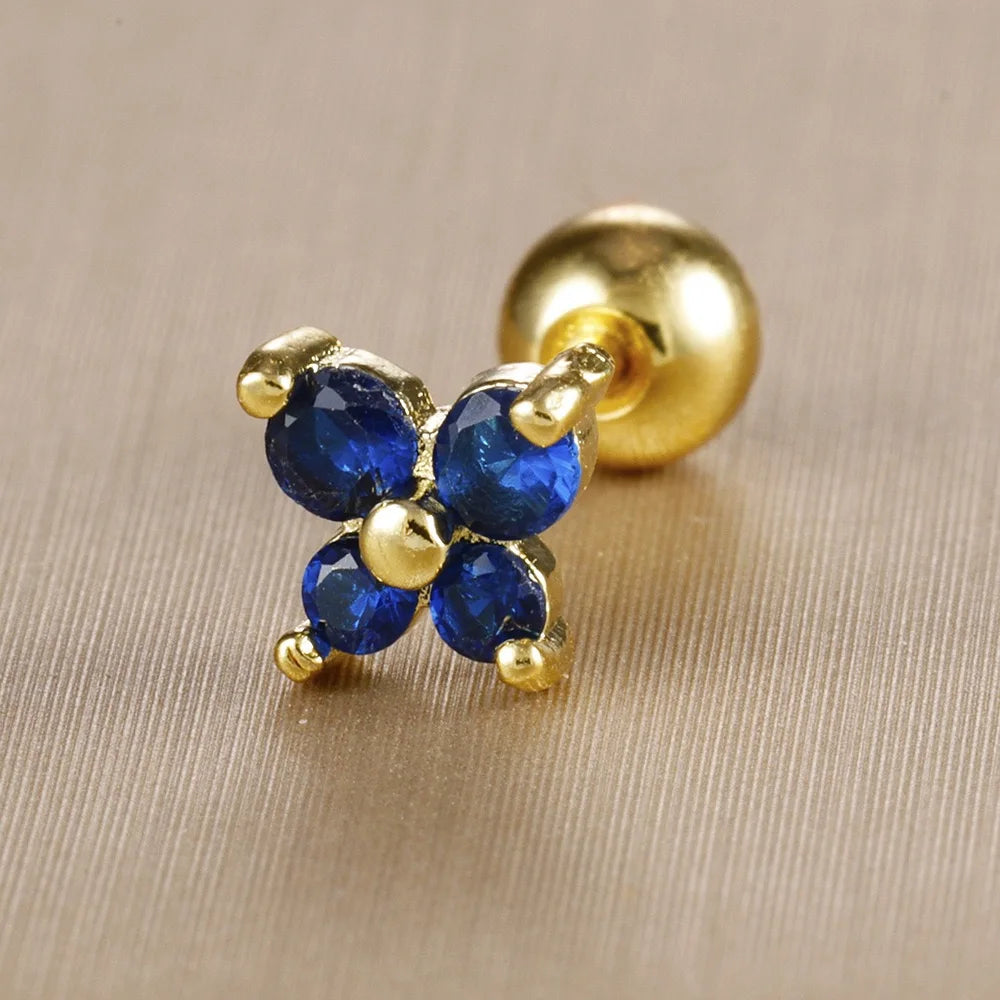 1PC Stainless Steel Birthstone Mini Stud Earrings 12 Constellation