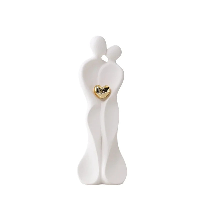 26cm Couple Figurines Family Figure Household Statue Centerpiece Home Tabletop Modern