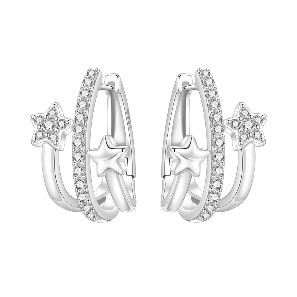 925 Sterling Silver Moon Tassel Versatile Hoop Earrings Fine Birthday Gift