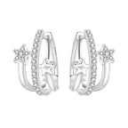 925 Sterling Silver Moon Tassel Versatile Hoop Earrings Fine Birthday Gift