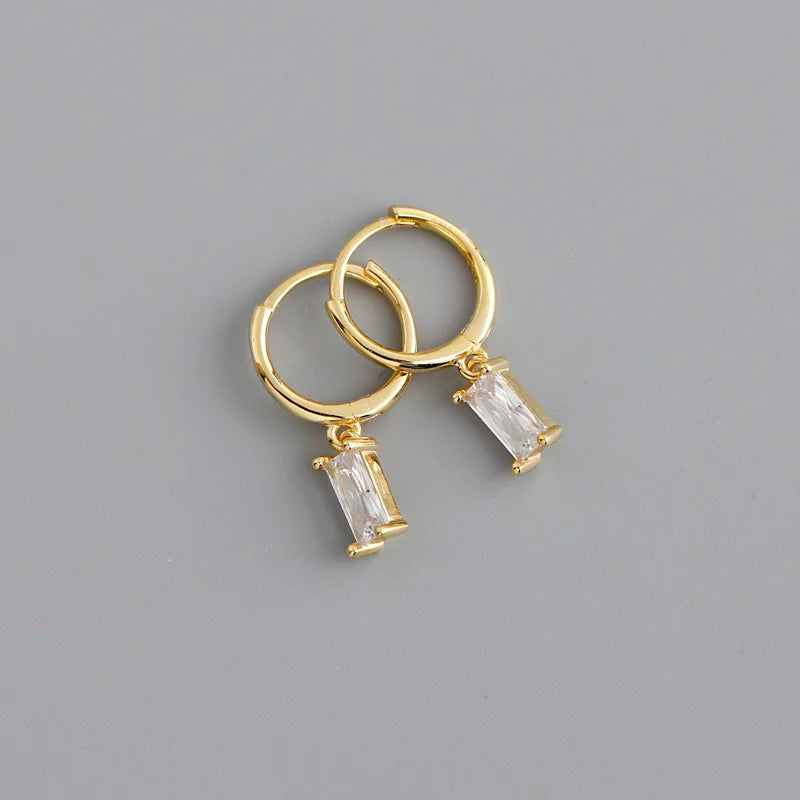 New Stainless Steel Cubic Zirconia Hoop Earrings Small Pendant
