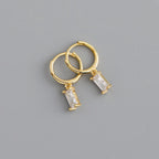 New Stainless Steel Cubic Zirconia Hoop Earrings Small Pendant