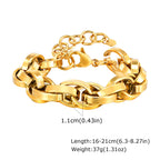 Chunky Bold Toggle Bracelets for Women, Stainless Steel OT Buckle Link Chain Bracelet Gold Plated Tarnish Free