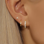 3PCS Sets Exquisite Flower Circle Hoop Earrings 14K Gold Plated