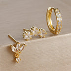 3PCS Stainless Steel Gold Colour Star Hoop Earrings 18K Gold Plated