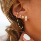 Fashion Silver Colour Stainless Steel Chain Hanging Earrings Huggie