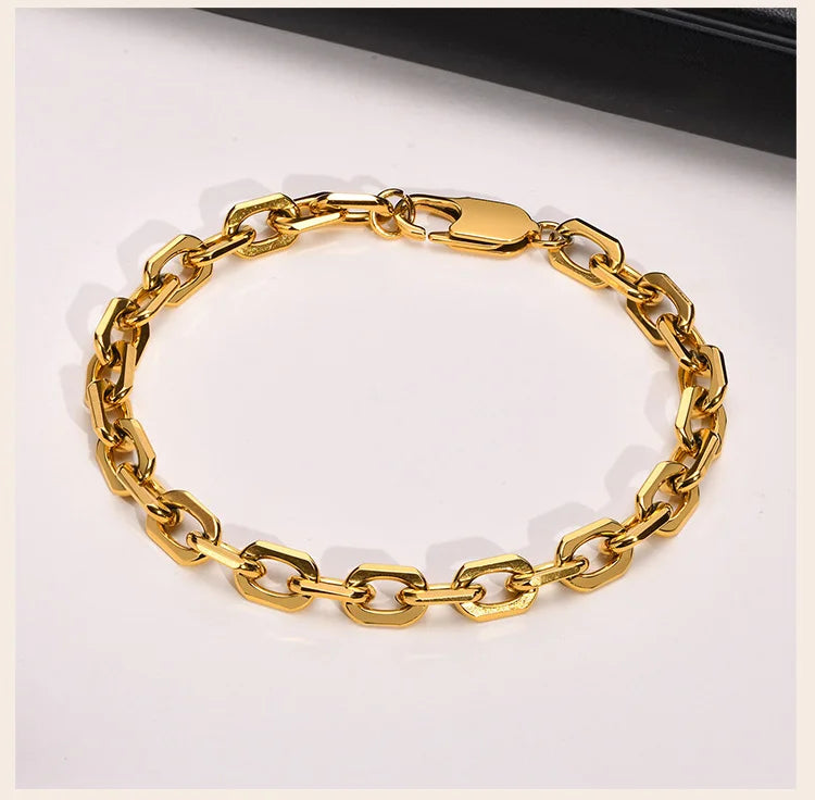 Stainless Steel Chain Bracelet for Women Men Layered Jewelry
