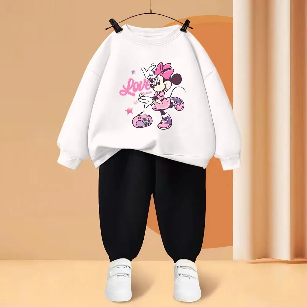 Disney Minnie Mouse Girls O-Neck Hoodie and Trousers 2-Piece Sweatsuit