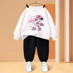 Disney Minnie Mouse Girls O-Neck Hoodie and Trousers 2-Piece Sweatsuit