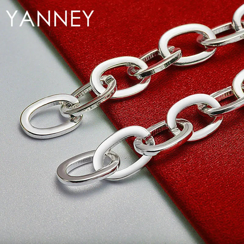 925 Sterling Silver 8-inch Simple Classic Bracelet Men Women Wedding Gift