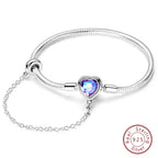 925 Sterling Silver Forever Love Peach Heart Bracelets Star Moon Airplane Earth Bracelets For Women Fit DIY Charms Party Jewelry