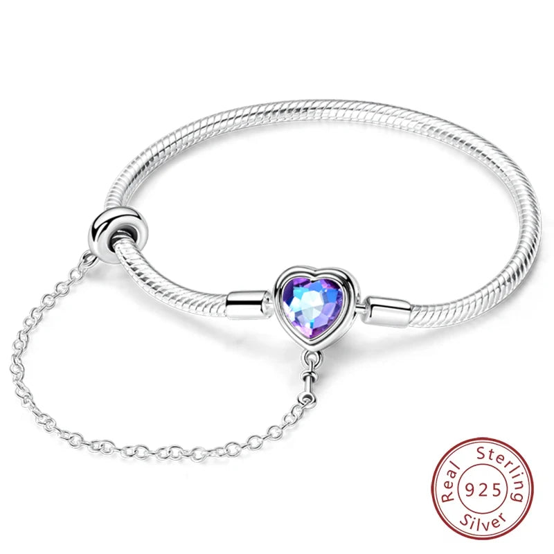 925 Sterling Silver Forever Love Peach Heart Bracelets Star Moon Airplane Earth Bracelets For Women Fit DIY Charms Party Jewelry