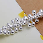 Solid Chain Beads Bracelet 925 Sterling Silver Women Wedding Fashion Jewellery