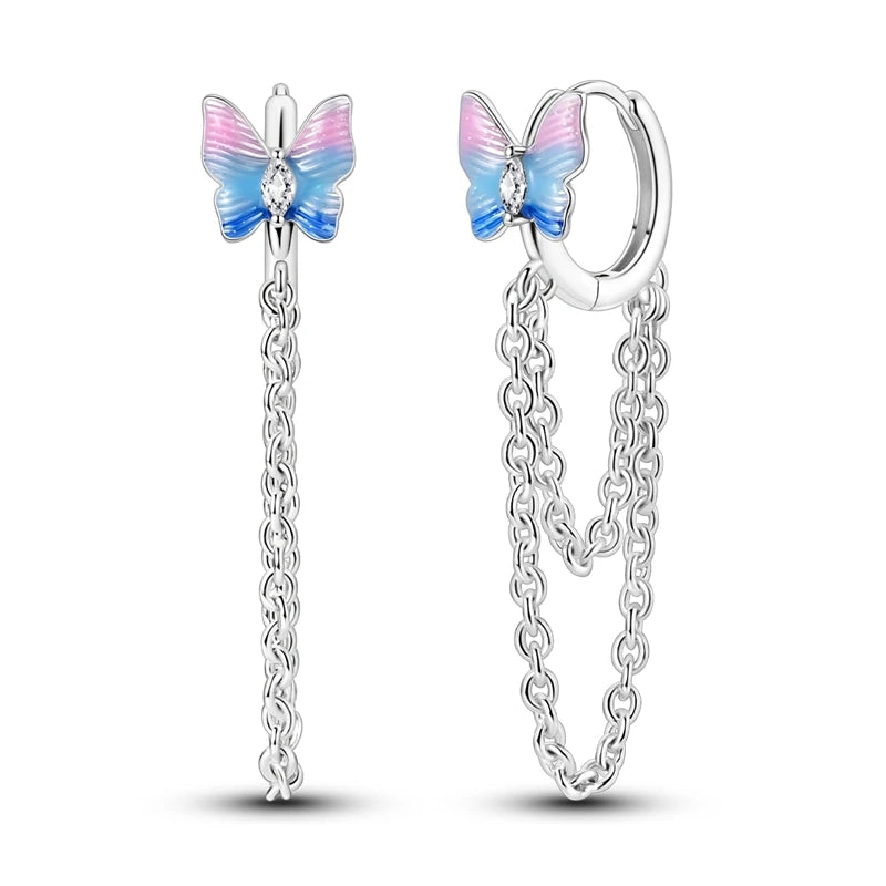 925 Sterling Silver Gradient Dragonfly Insect Drop Earrings Anniversary Gift