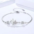 Luxury Crystal Star Bracelet 925 Sterling Silver Women Korean Fashion Jewellery
