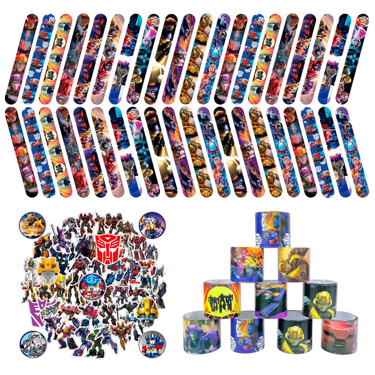 90pc Transformers Party Favors Slap Bracelets Stickers Gifts - Ship from UK