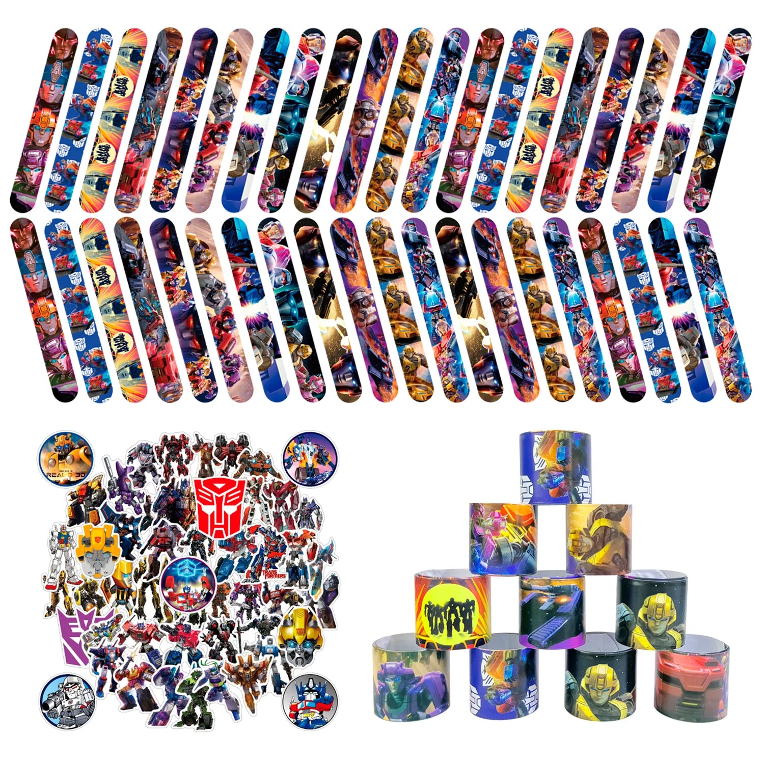 90pc Transformers Party Favors Slap Bracelets Stickers Gifts - Ship from UK