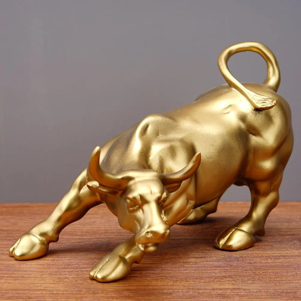 Wall Street Bull Sculptures Statue Animal Figurines Office Desk Decor Modern Art
