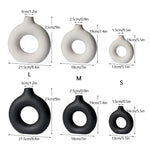 Circular Hollow Ceramic Vase Donuts Nordic Art Pampas Grass Home Decoration Office