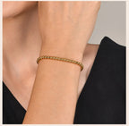 Gold Plated Beaded Braceletfor Women, Stainless Steel Stackable Stretchable Bead Ball Bracelet Hypoallergenic