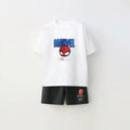 Spiderman Print Boys Short Sleeve Suit Summer Kids T-Shirt & Shorts 2pc Set