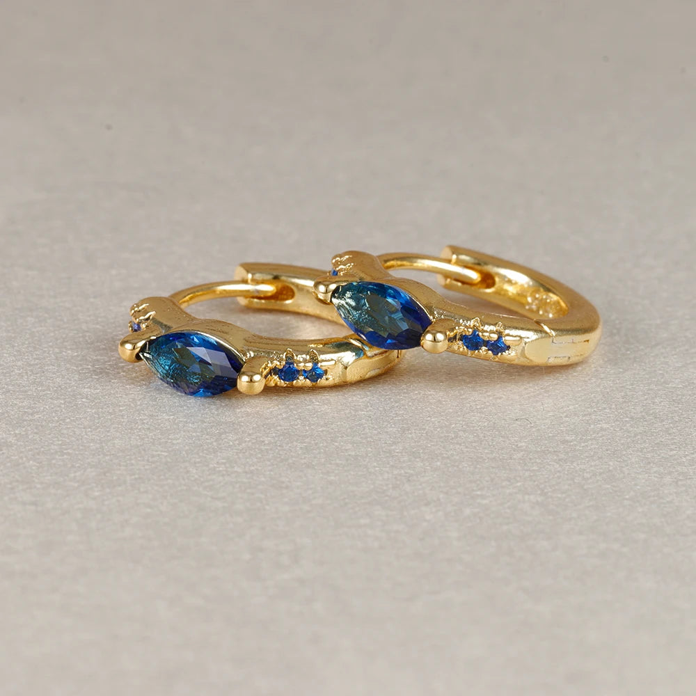 2023 Simple Stainless Steel Round Hoop Earring Colourful Zircon