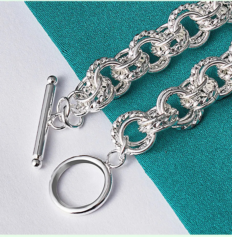 Pretty Circle Fashion Bracelet 925 Sterling Silver Wedding Party Jewellery