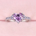 925 Sterling Silve Sparkling Zircon White Purple Elegant Love Heart Rings for Women Party Engagement High Quality Fine Jewelry