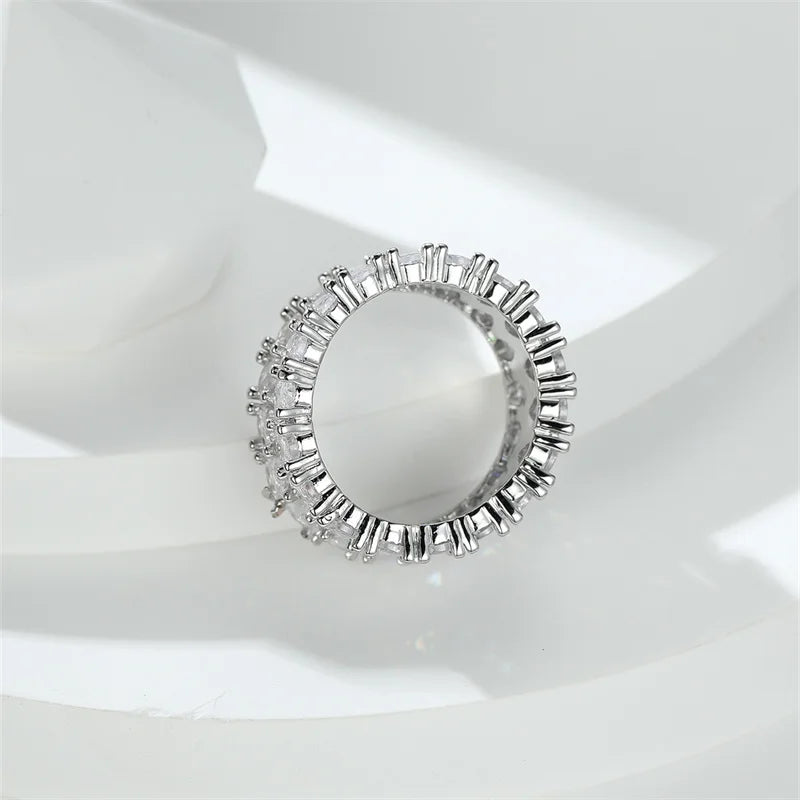 Boho Female Big Crystal Zircon Stone Ring Luxury Fashion Silver Color Love Engagement Ring Vintage Wedding Rings For Women Gifts