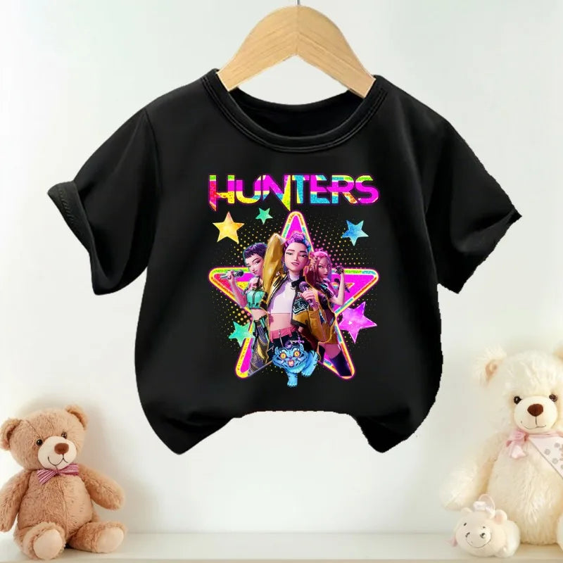 K-pop Girls Summer Short Sleeve Casual Top Cartoon Print T-Shirt