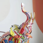 Graffiti Elephant Sculpture Resin Animal Statue Modern Pop Street Art Figurines
