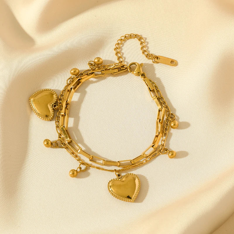 Golden Sun Moon Starfish Stainless Steel Bracelet Handmade Wrist Chain