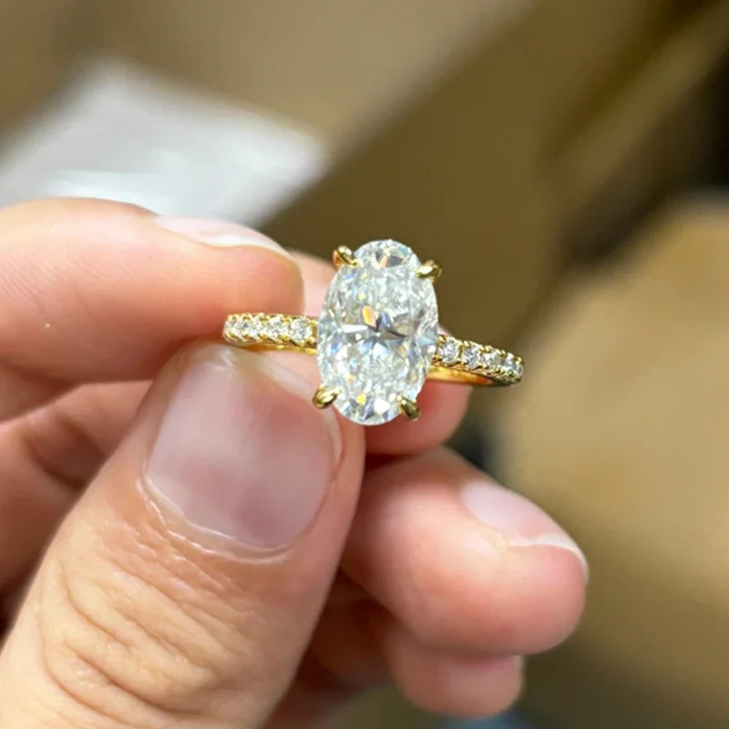 PureNew 1ct-4ct Radiant Cut Full Moissanite Diamond Rings For Women Original 925 Silver Luxury Oval Cut Lady's Diamond Ring 2025