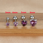 1PC Fashion Zircon Heart Helix Tragus Piercing Stud Earrings Steel