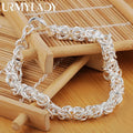 925 Sterling Silver Classic Circle Chain Bracelet Men Women Wedding Gift
