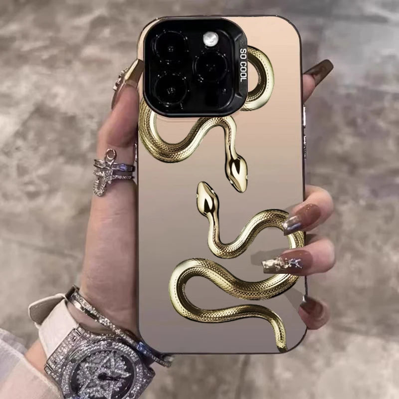 Golden Snake Silver Case for Xiaomi Mi 15 14 13 12 Pro Poco F6 X6