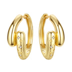 925 Sterling Silver Simple Gold U-shaped Versatile Hoop Earrings Birthday Gift