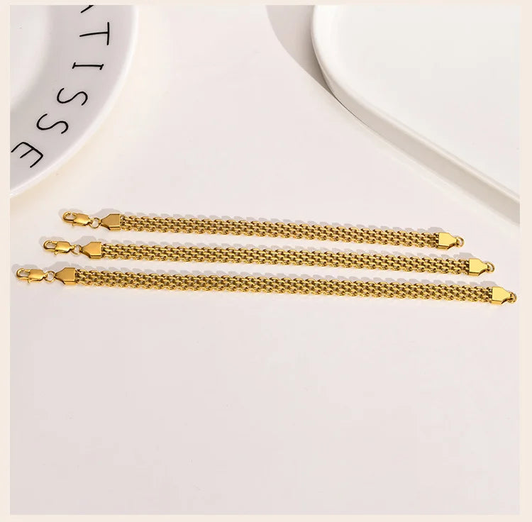 6mm Waterproof Mesh Link Chain Bracelet For Women, 18k Gold Plated Stainless Steel Adjustable, Non Tarnish Jewelry 17cm-21cm
