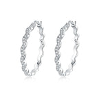 925 Sterling Silver Square Chain Stone Inlaid Hoop Earrings Trendy Jewellery