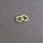 1 Pair Green Little Huggies Stainless Steel Hoop Earrings Tiny Rings
