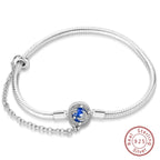 925 Sterling Silver Forever Love Peach Heart Bracelets Star Moon Airplane Earth Bracelets For Women Fit DIY Charms Party Jewelry