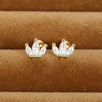 Vintage Gold Plated Stainless Steel Butterfly Studs Snowflake Zircon