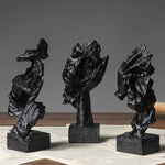 16cm Set of 3 Abstract Sculpture Resin Silence Is Gold Statue Office Bookshelf Object