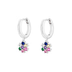 2PCS Pink Zircon Water Drop Chain Link Hanging Earrings Cross Dangle